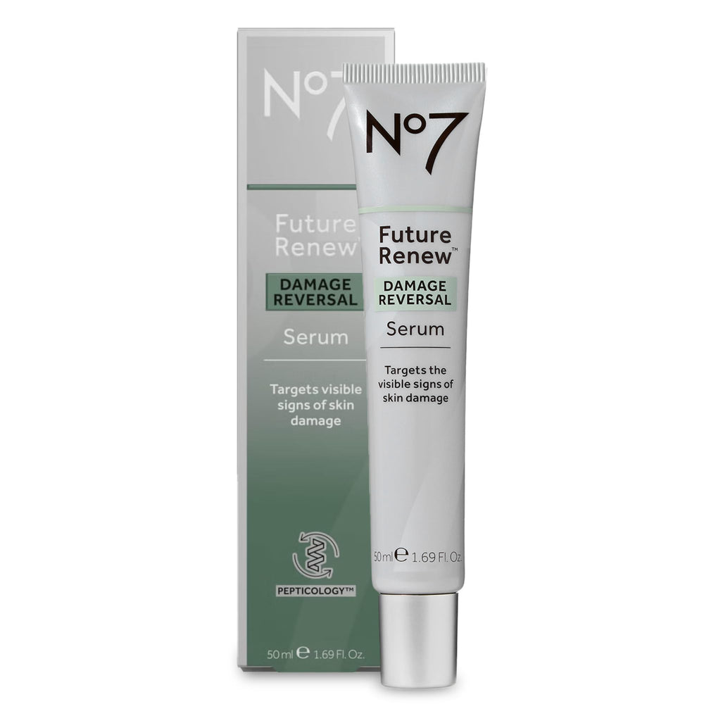 No7 Future Renew Serum con gotero para aplicación precisa y absorción rápida.