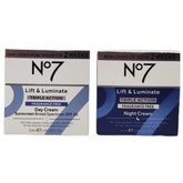 No.7 Lift & Luminate day cream jar close-up, fragrance-free protection with SPF 30.