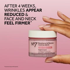 No7 Restore & Renew illustration of hyaluronic acid and ceramides for skin barrier support.
