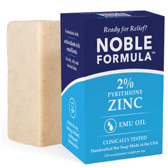 Noble Formula 2% zinc soap bar for face, body, and scalp cleansing