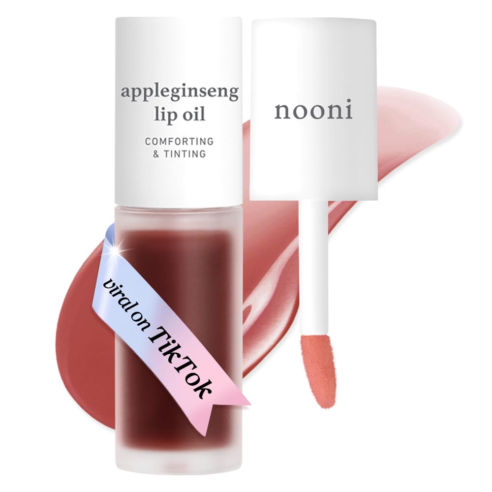 NOONI Appleginseng, botella del aceite labial, hidratación duradera para labios secos.