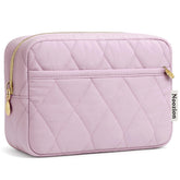 Noozion bolso de maquillaje con apertura amplia para acceso rápido a productos.