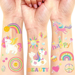 Tatuajes NO RAGRETS arcoiris con destellos metalicos para fiestas
