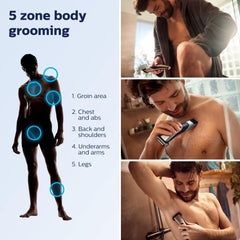 Norelco Bodygroom contorno 4D se adapta a tus curvas para un afeitado cercano.