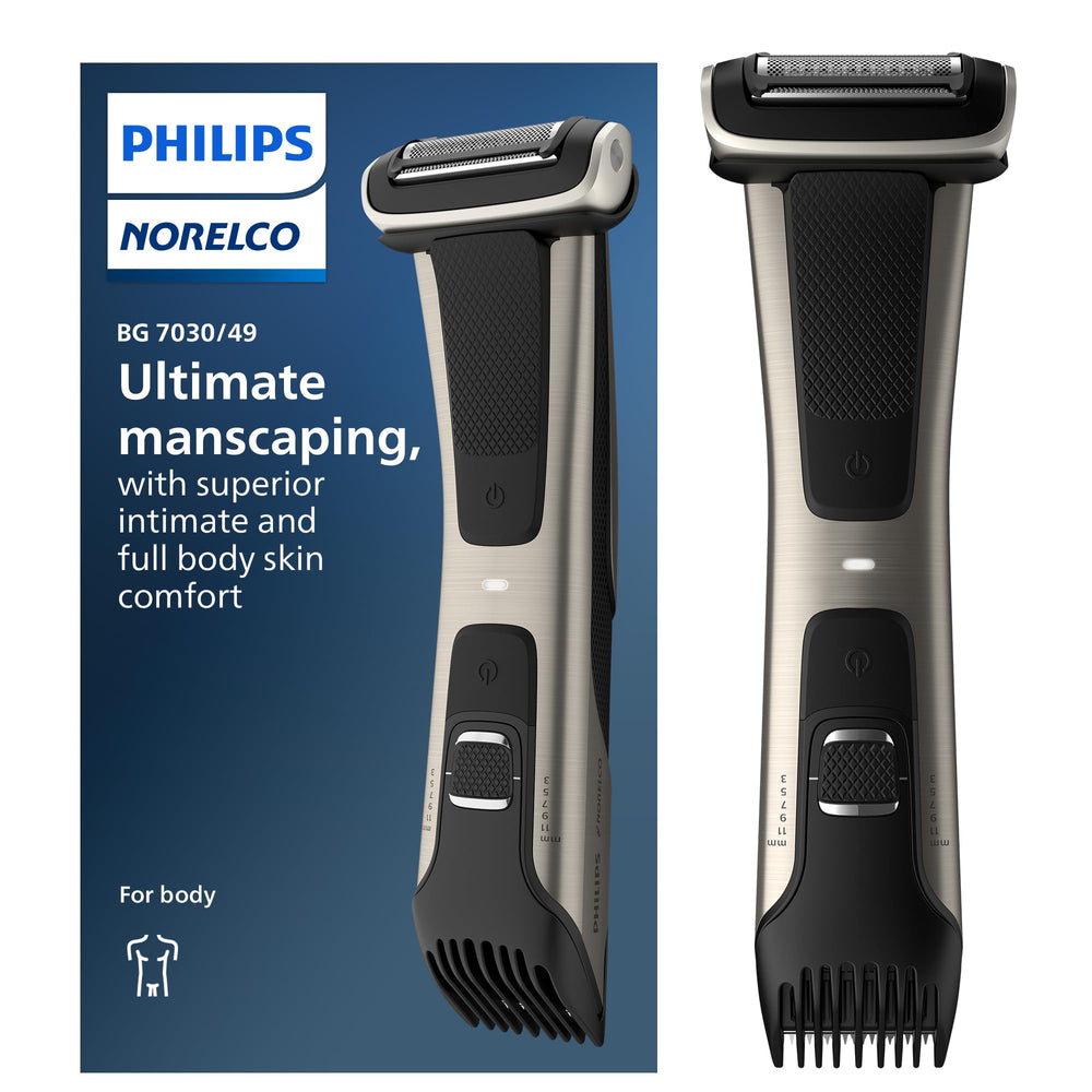 Norelco Bodygroom con cabezas dobles para recorte uniforme en todo el cuerpo.