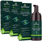 NOVEHA Demodex: botella espumosa para limpieza suave de parpados y pestañas.