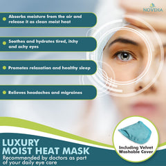 NOVEHA Express Warm Compress tecnología de calor húmedo para ojos sensibles.
