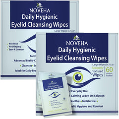 NOVEHA toallitas oculares diarias en empaque individual para higiene ocular rápida.