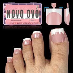 NOVO OVO Frances Tip Uñas Pie: acabado francés claro para un pedicure elegante en casa