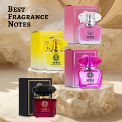 NovoGlow Verse Cristal Rosa Intenso: frasco premium para momentos especiales.