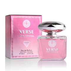 NovoGlow Verse Pink Crystal frasco detalle que destaca elegancia para uso diario.