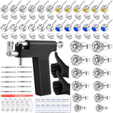 Novopiercing kit de perforación de orejas con pistola y CZ, uso casero seguro.