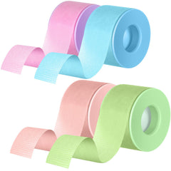Cinta Nuanchu para pestañas: 4 rollos coloridos, ideal para uso prolongado en sesiones de extensión.