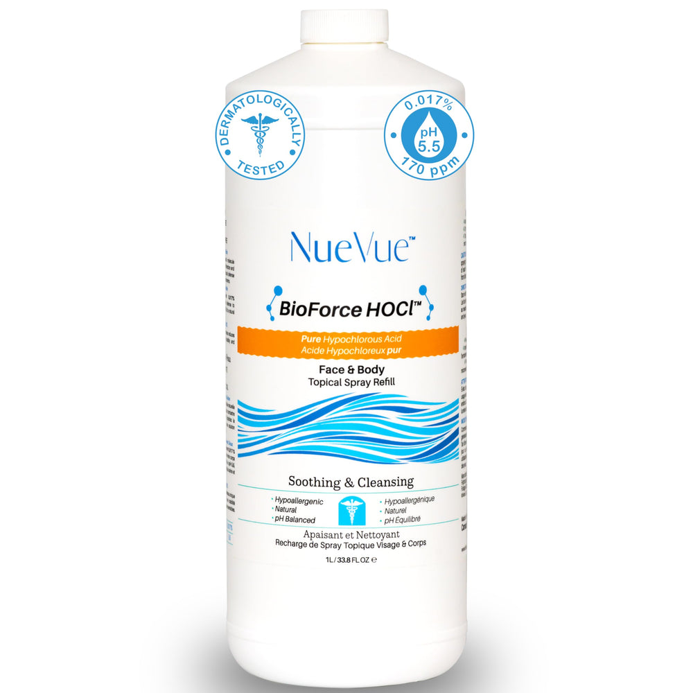 NueVue BioForce HOCl relleno 1 L, opción sostenible para recargar tus frascos.