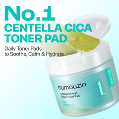 Numbuzin No.1 Toner Pads, lado blanco con bambú, exfolia suavemente.