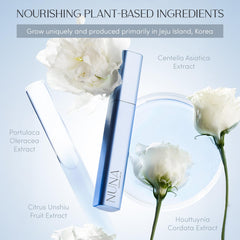 Primer plano de pestañas más largas y densas con NUNA Serum.
