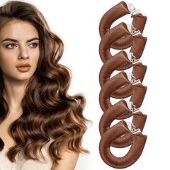 Conjunto nunflue de rodillos sin calor para dormir, 6 piezas marrón oscuro con rizos suaves.