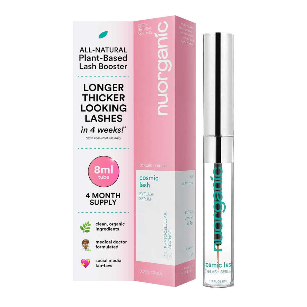 NuOrganic Cosmic Lash Serum flacon 8ml pour des cils plus fournis naturellement.