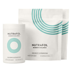 Nutrafol Balance, bouteille: soutien potentiel à l’épaisseur capillaire et à la couverture du cuir chevelu.
