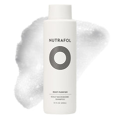 Nutrafol Shampoo: botella vertido, limpieza suave que favorece cabello más voluminoso