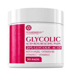 Discos exfoliantes Nuva Botanicals 20% glicólico en empaque, cuidado diario.