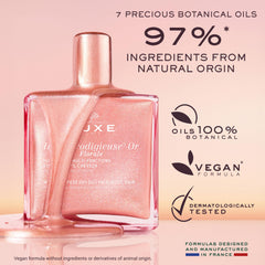 Nuxe Huile Prodigieuse Floral, aplicación en cuerpo para hidratación y luminosidad.