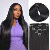 Nuzusa extensiones clip en pelo humano real para aumentar longitud y naturalidad.