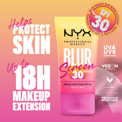 NYX Blurscreen Primer SPF30, textura-sedosa: suaviza imperfecciones y controla brillos.