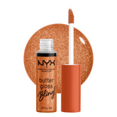 NYX Butter Gloss Bling brinda brillo suave para labios sedosos.