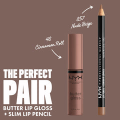 Brillo no pegajoso de NYX Butter Gloss Brown Sugar para uso diario.