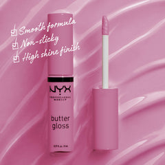 NYX Butter Gloss Eclair: brillo translúcido que realza el color natural de labios.