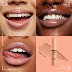 Labios sedosos con NYX Butter Gloss Fortune Cookie y color natural