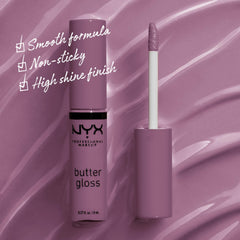 NYX Butter Gloss Marshmallow textura sedosa que desliza y no se pega