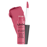 NYX Soft Matte Lip Cream Milan en envase elegante para color suave y duradero.