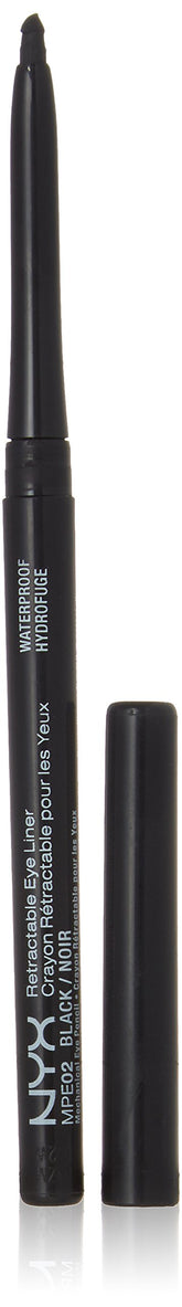 NYX delineador impermeable retráctil MPE02 negro, definición duradera para ojos.