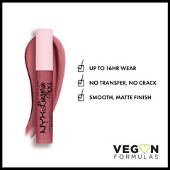 Muestras de NYX Lip Lingerie XXL Matte en Dusty Pink, acabado mate duradero.