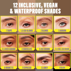 nyx micro brow pencil espresso, extremo cepillo para difuminar y peinar.
