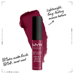 NYX Soft Matte Lip Cream Copenhagen: acabado mate sedoso y textura ligera para usar todo el día.