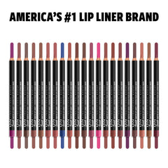 Delineador labial NYX Suede Matte potencia volumen sutil en labios.