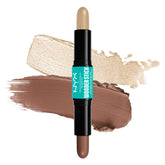 NYX Wonder Stick contorno-iluminador-frente realza rasgos con brillo natural.