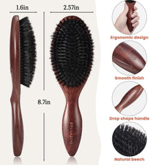 O BRUSHZOO detalle de cerdas de jabalí para cabello sano.