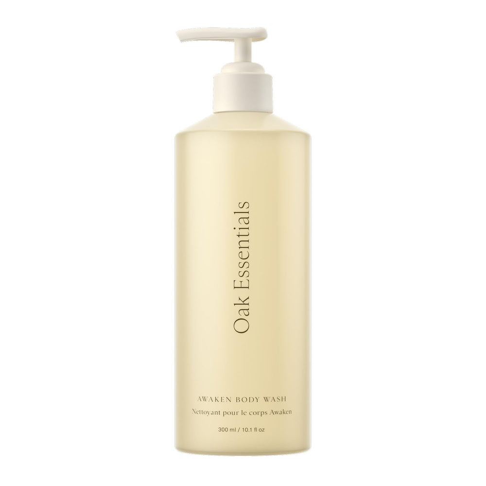 Oak Essentials Awaken Body Wash botella elegante para ducha diaria