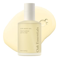 Oak Essentials Dew Body Oil, bouteille-pompe: hydratation rapide pour peau sèche et sensible.