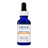 Obagi Professional-C 10% Serum, botella y gota para una aplicación suave diaria.