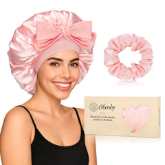 Obeoby bonete de seda doble capa ajuste: protege rizos durante la noche y reduce fricción