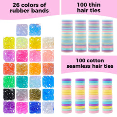 Gomas delgadas obeoby, 100 piezas para detalles sutiles en trenzas o coletas.