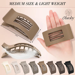 Pinza plana de Obeoby para cabello medio, colores variados para combinar atuendos.