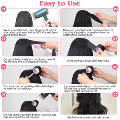 Rulos obeoby de 60 mm con agarre, ondas naturales para cabello largo.