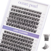 Ocean Pearl Lash Clusters en caja destacada para un efecto natural con 144 piezas.