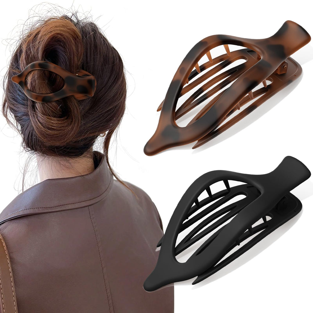 Oeusnael clip plano grande negro ofrece agarre firme y comodidad para cabello grueso.